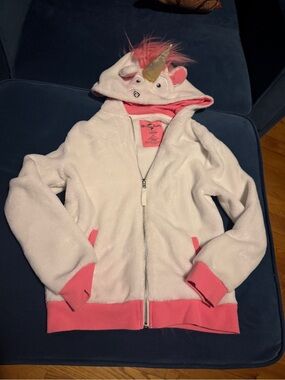 Universal Despicable Me Kids Unicorn Hooded Zip-Up Jacket - White & Pink